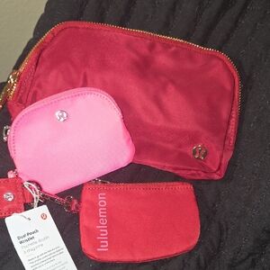 lululemon athletica Burgundy And Pink Cosmetic Bag Trio